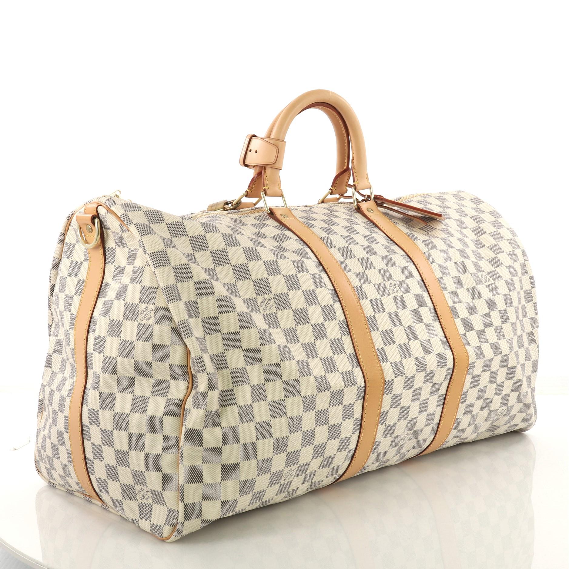 Beige Louis Vuitton Keepall Bandouliere Bag Damier 55