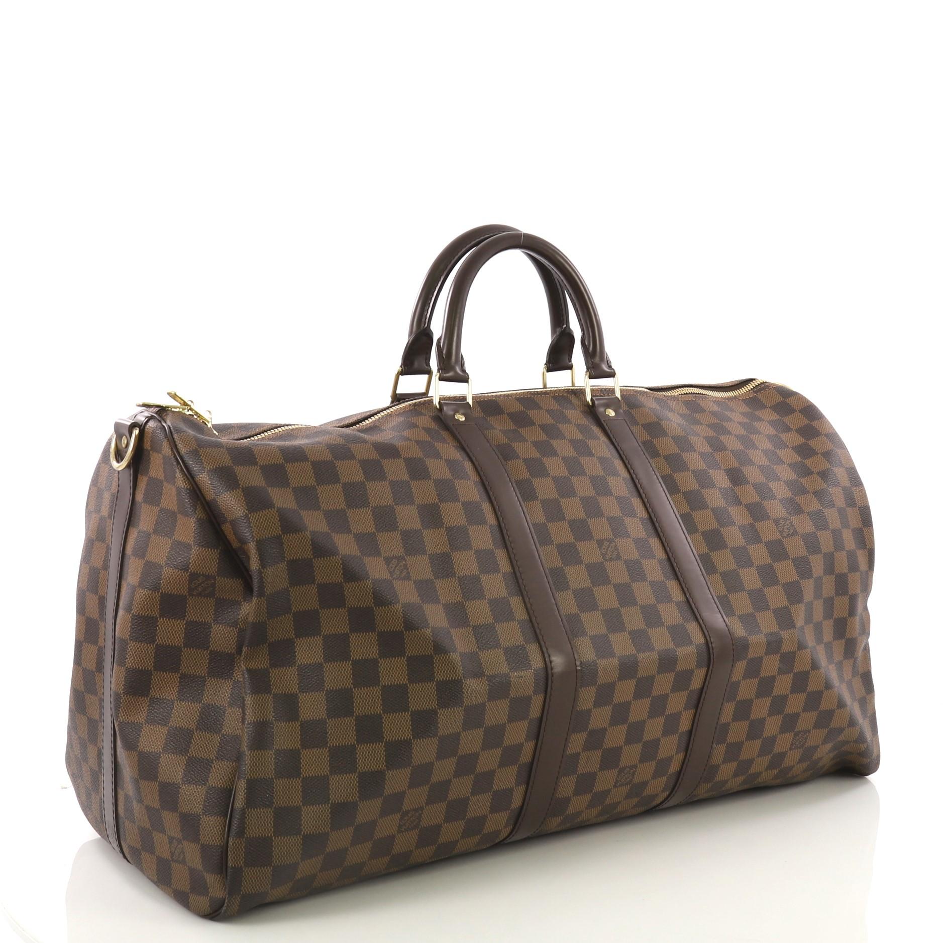 Black Louis Vuitton Keepall Bandouliere Bag Damier 55