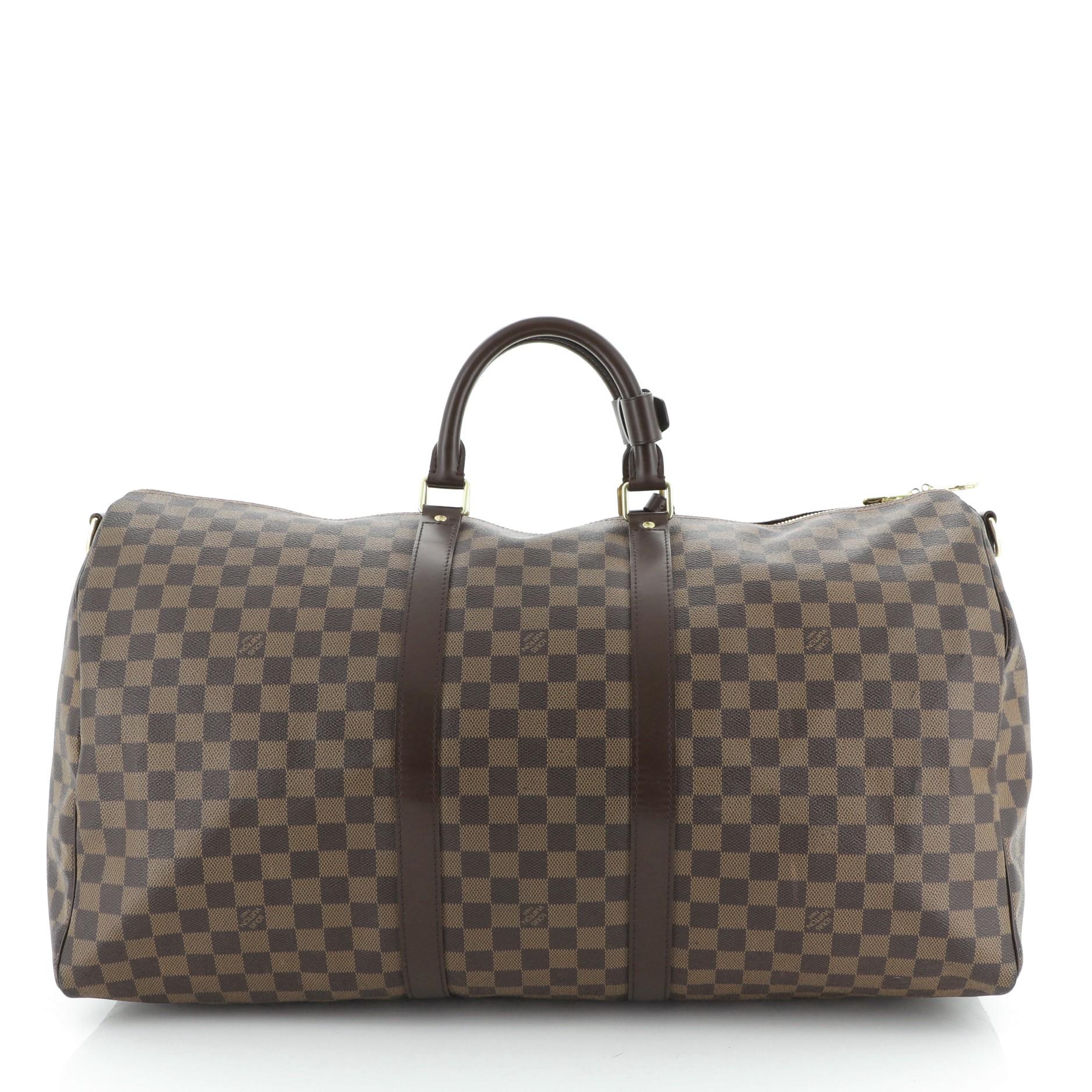 Gray Louis Vuitton Keepall Bandouliere Bag Damier 55