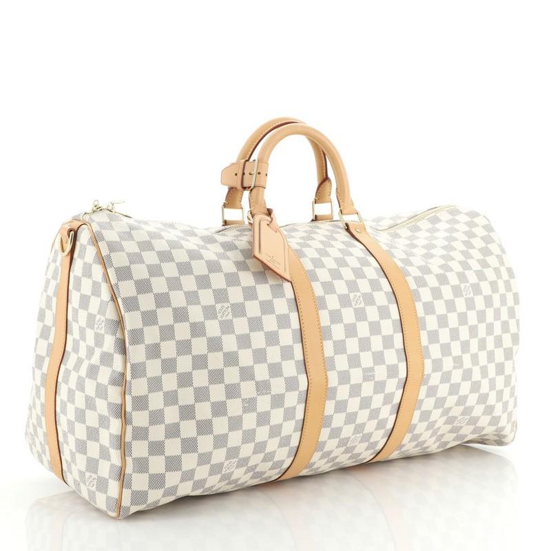 Beige Louis Vuitton Keepall Bandouliere Bag Damier 55