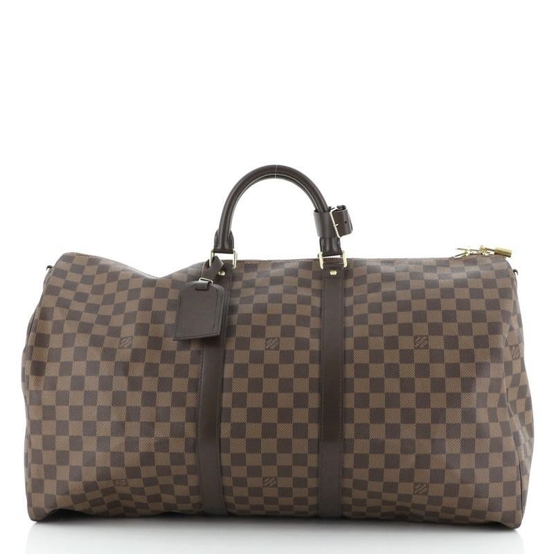 Gray Louis Vuitton Keepall Bandouliere Bag Damier 55