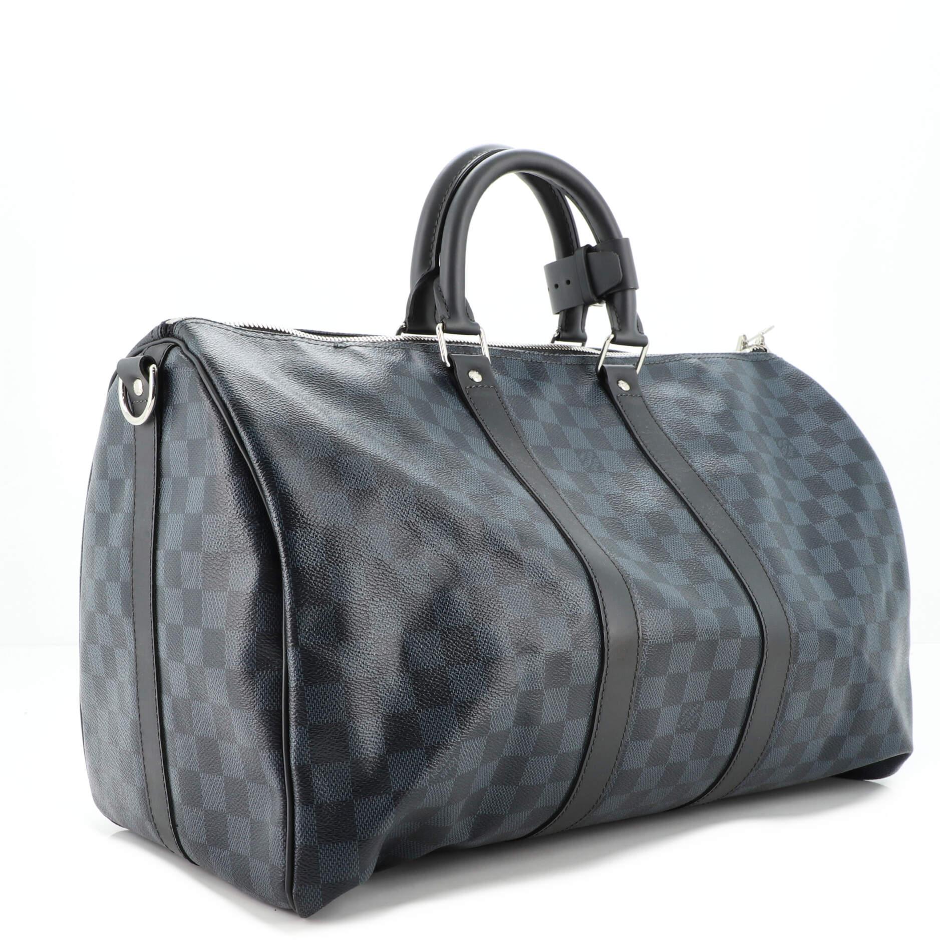 Gray Louis Vuitton Keepall Bandouliere Bag Damier Cobalt 45