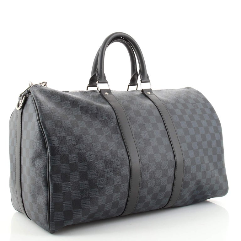 Black Louis Vuitton Keepall Bandouliere Bag Damier Cobalt 45 For Sale