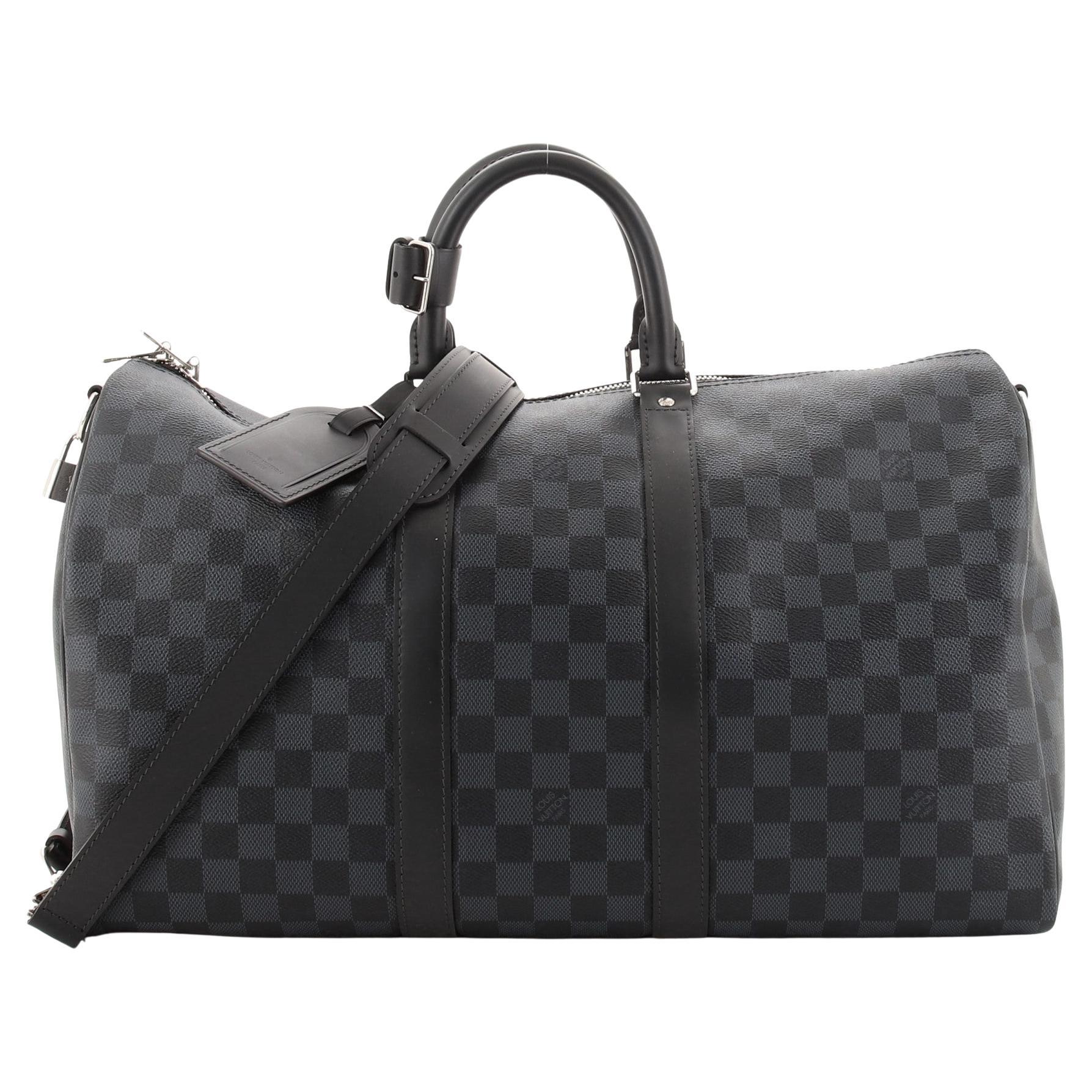 Louis Vuitton - Sac Keepall à bandoulière en damier cobalt 45
