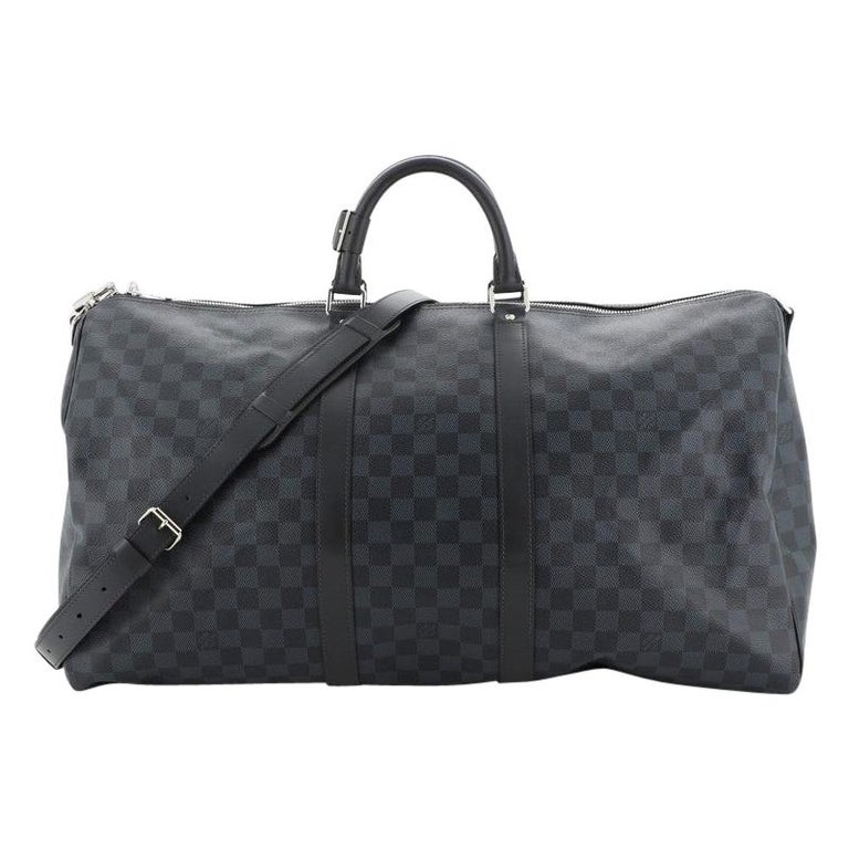 Louis Vuitton Keepall Bandouliere Bag Damier Cobalt 55 Interior Color: Black at 1stdibs