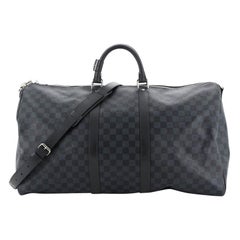 Louis Vuitton Keepall Bandouliere Bag Damier Cobalt 55 Interior Color: Black 