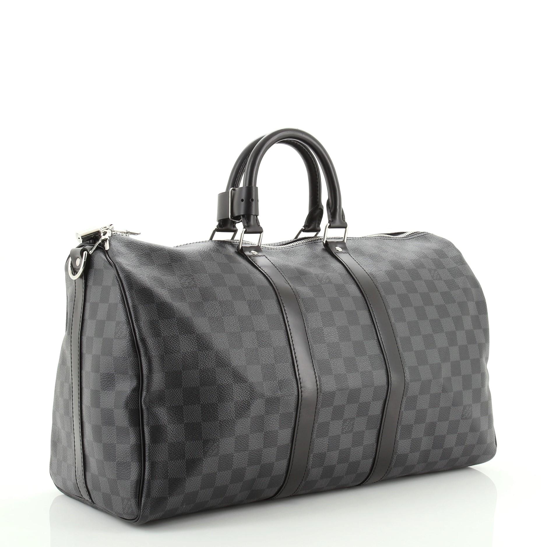 Black Louis Vuitton Keepall Bandouliere Bag Damier Graphite 45