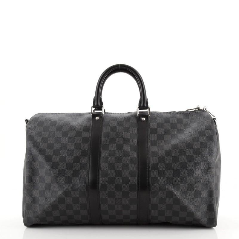 Black Louis Vuitton Keepall Bandouliere Bag Damier Graphite 45