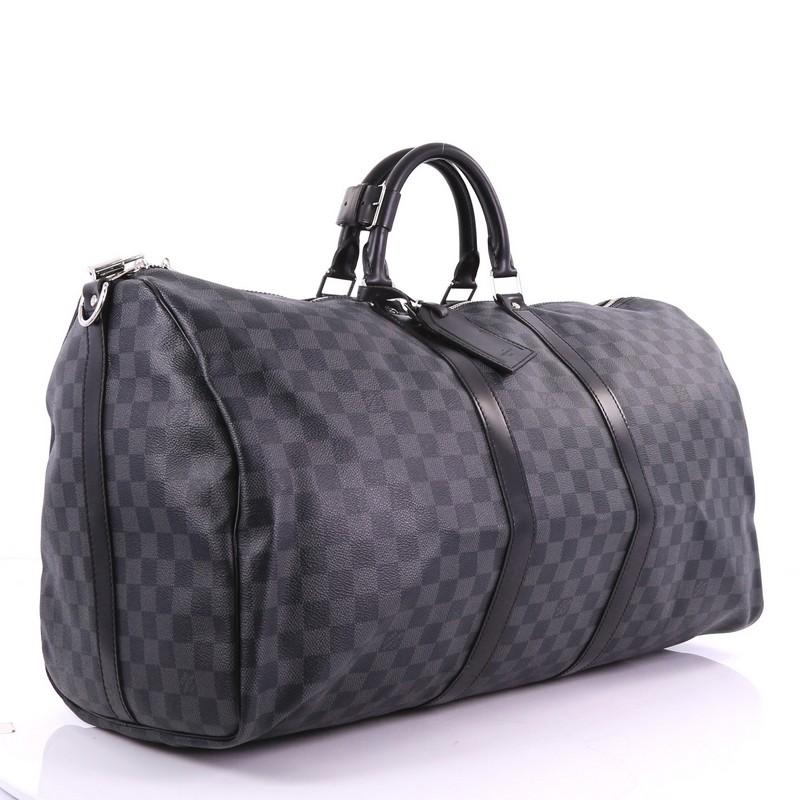 Black Louis Vuitton Keepall Bandouliere Bag Damier Graphite 55