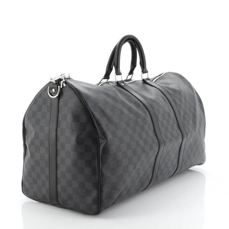 Black Louis Vuitton Keepall Bandouliere Bag Damier Graphite 55 
