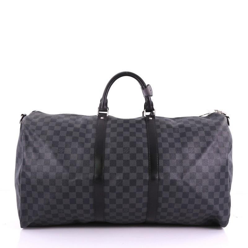 Louis Vuitton Keepall Bandouliere Bag Damier Graphite 55 In Good Condition In NY, NY