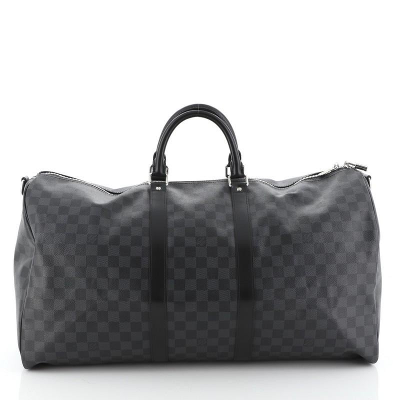 Louis Vuitton Keepall Bandouliere Bag Damier Graphite 55  In Good Condition In NY, NY