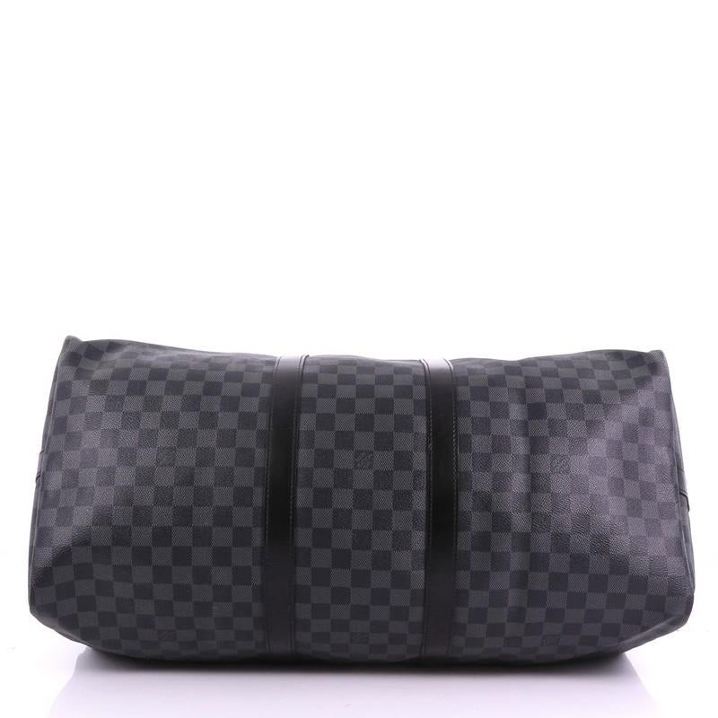 Women's or Men's Louis Vuitton Keepall Bandouliere Bag Damier Graphite 55