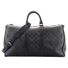 Louis Vuitton Black Damier Infini Keepall Bandouliere 45 Leather