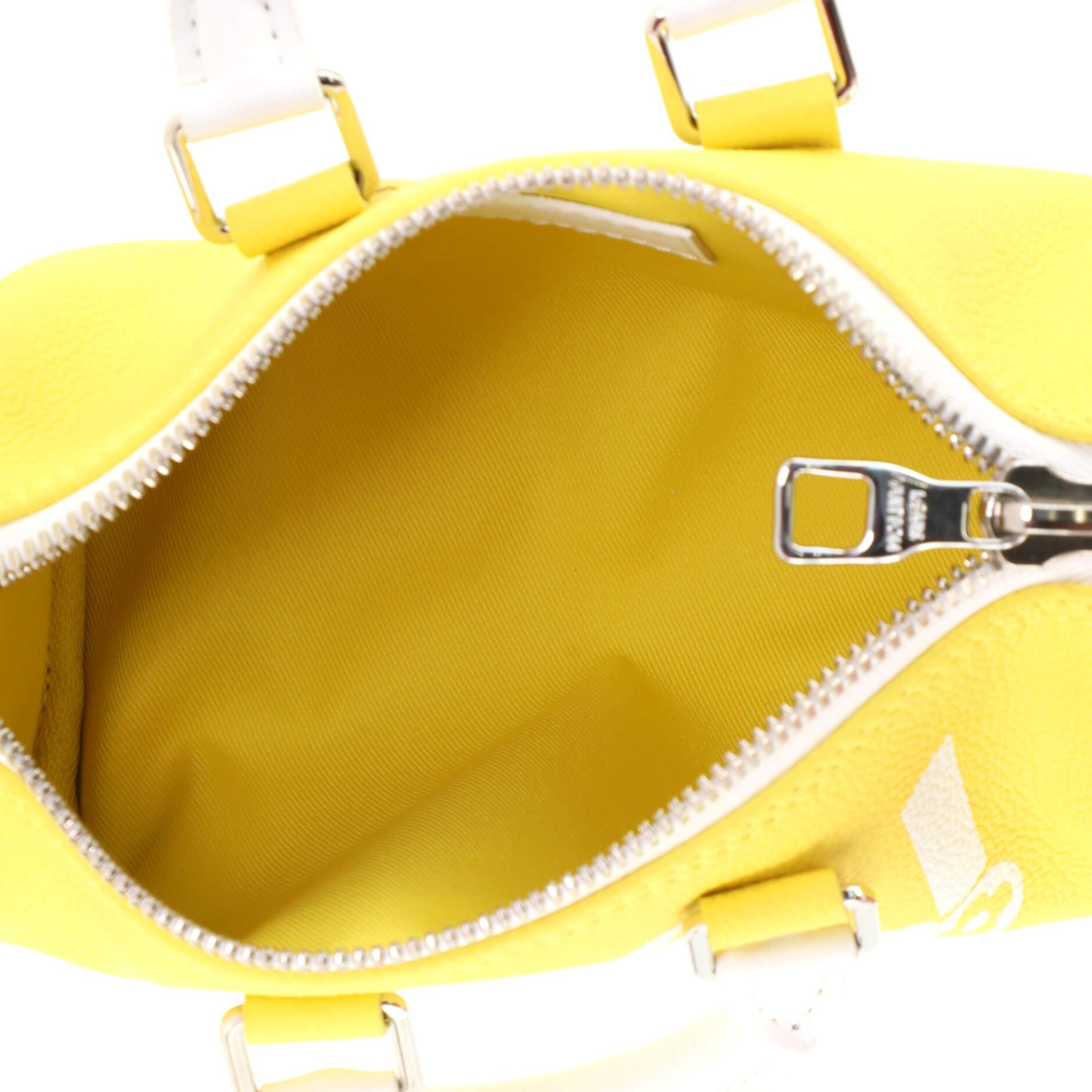 Yellow Louis Vuitton Keepall Bandouliere Bag Everyday Signature Printed Leather XS