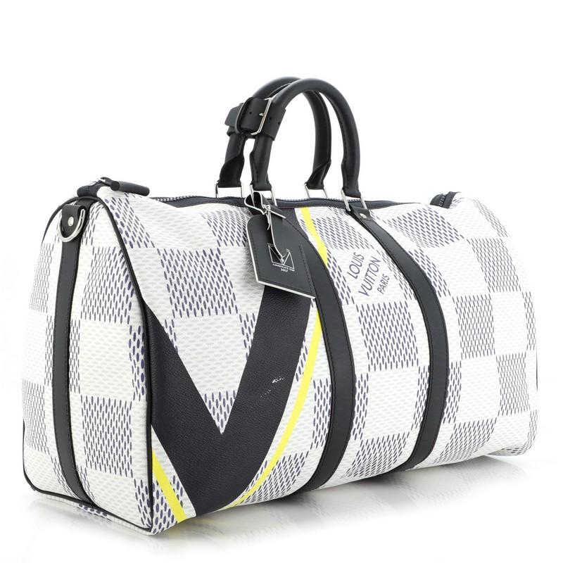 Gray Louis Vuitton Keepall Bandouliere Bag Latitude Damier Cobalt 45