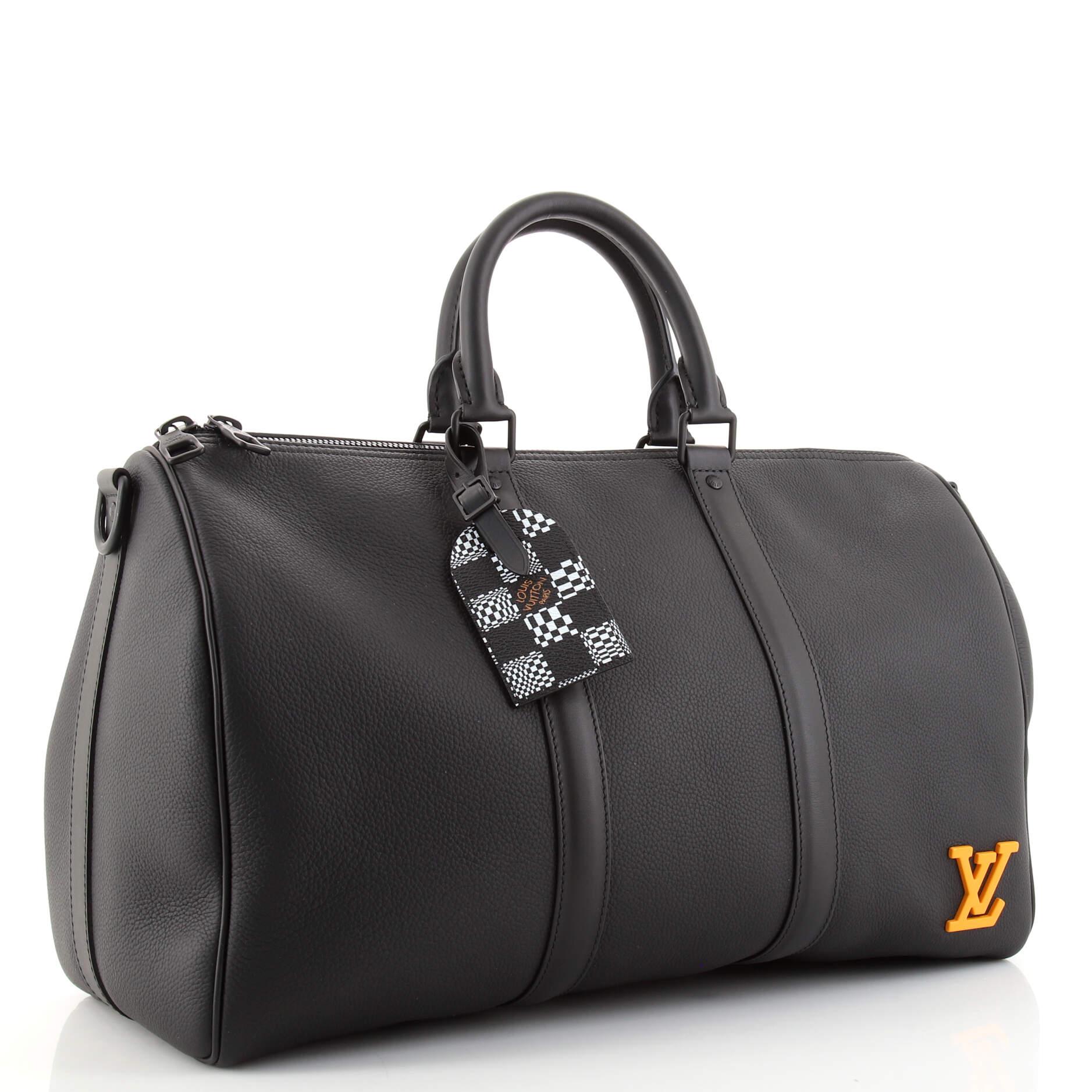 Black Louis Vuitton Keepall Bandouliere Bag Leather with Limited Edition 
