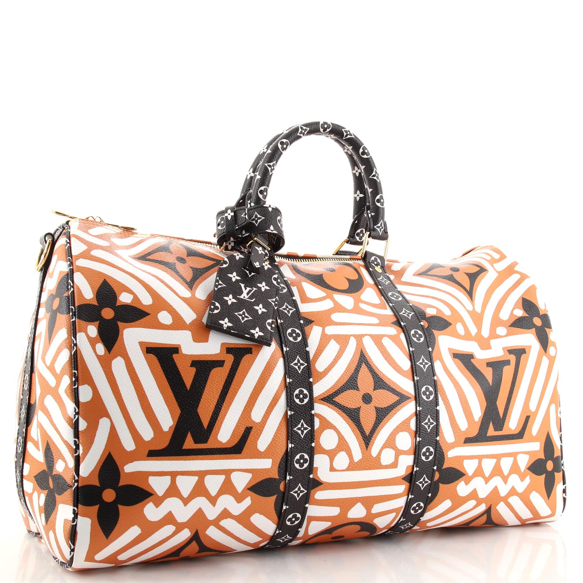 Beige Louis Vuitton Keepall Bandouliere Bag Limited Edition Crafty Monogram Gia