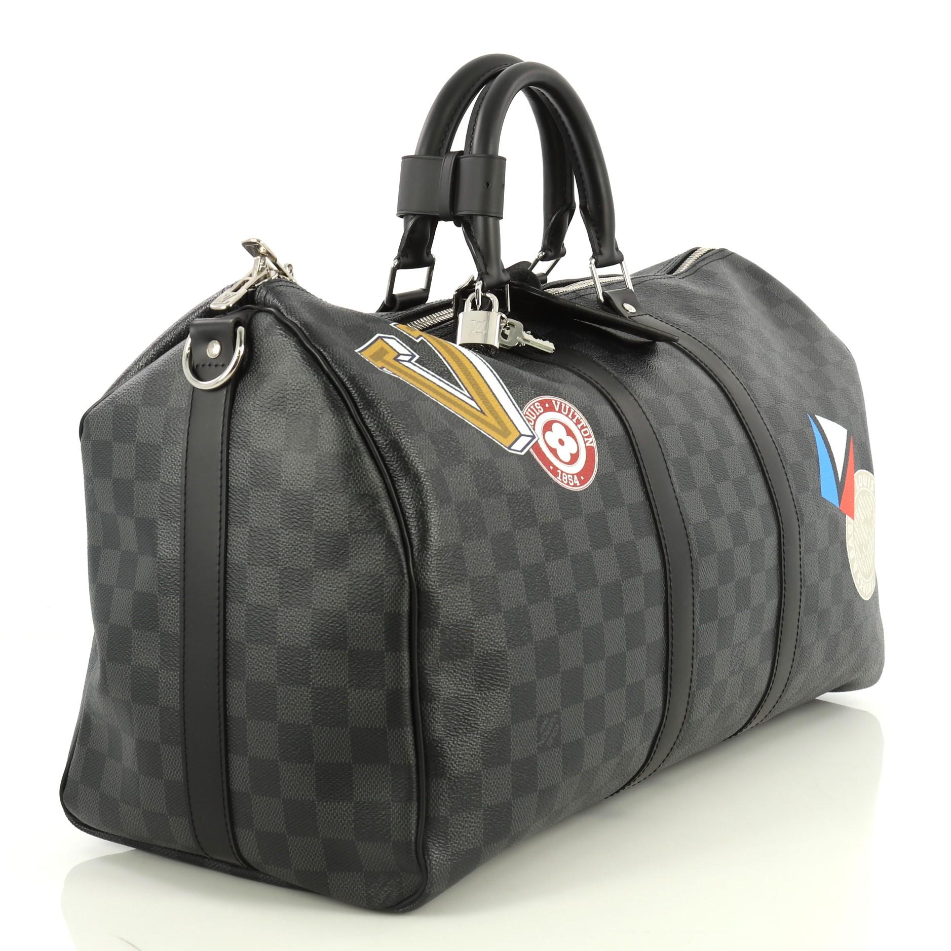 Black Louis Vuitton Keepall Bandouliere Bag Limited Edition Damier Graphite LV League 
