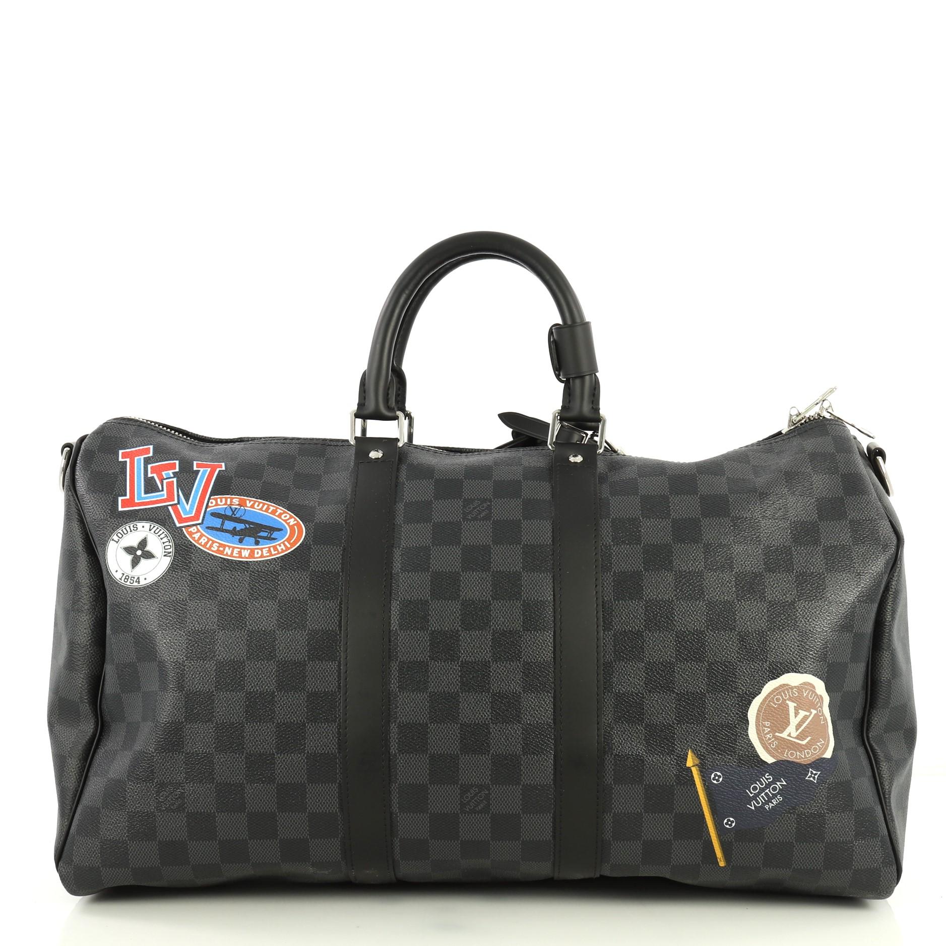 Louis Vuitton Keepall Bandouliere Bag Limited Edition Damier Graphite LV League  In Excellent Condition In NY, NY