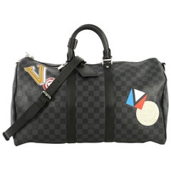 Louis Vuitton Keepall Bandouliere Bag Limited Edition Damier Graphite LV League