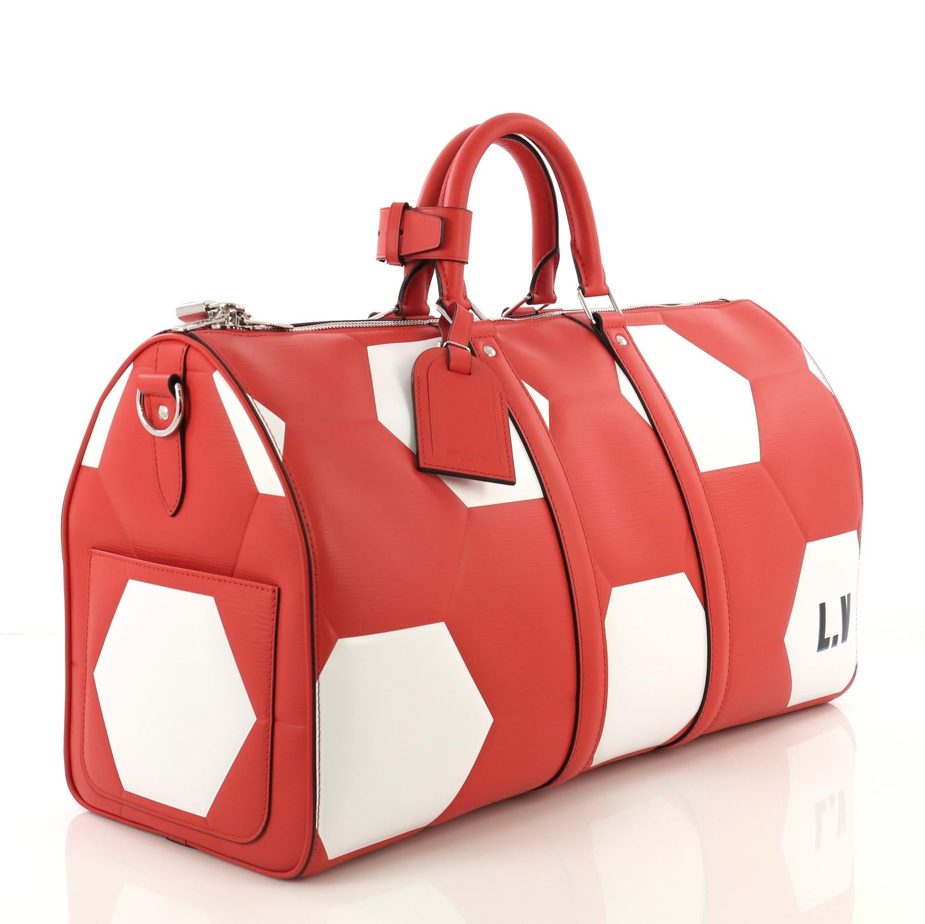Red Louis Vuitton Keepall Bandouliere Bag Limited Edition FIFA World Cup Epi Leather
