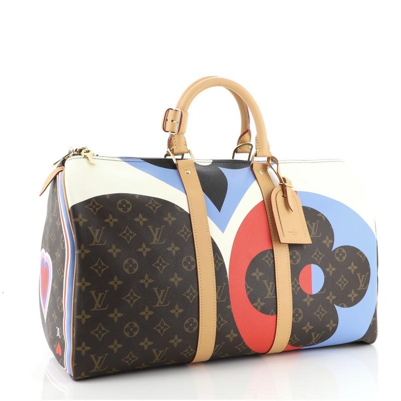 Louis Vuitton Keepall Bandouliere Tasche Limited Edition ‚Game On‘ Monogramm Segeltuch 45 (Beige)