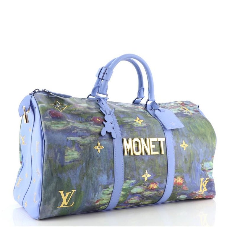 Louis Vuitton x Jeff Koons Keepall Bandouliere Claude Monet Masters 50  Lavender Multicolor in Coated Canvas with Brass - US