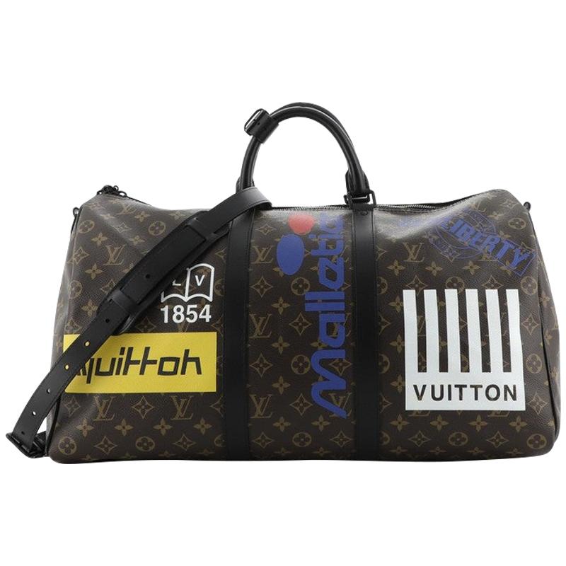 Louis Vuitton Keepall Bandouliere Bag Limited Edition Logo Story Monogram  Canvas at 1stDibs