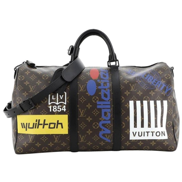 Louis Vuitton Monogram Canvas Limited Edition Logo Story Keepall  Bandouliere 50 Bag Louis Vuitton