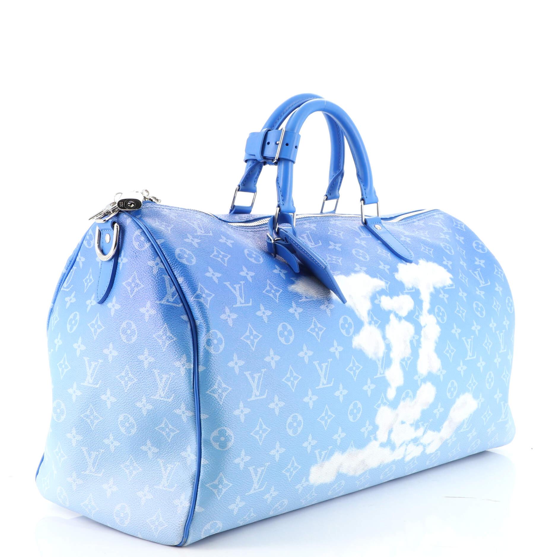 Blue Louis Vuitton Keepall Bandouliere Bag Limited Edition Monogram Clouds 50