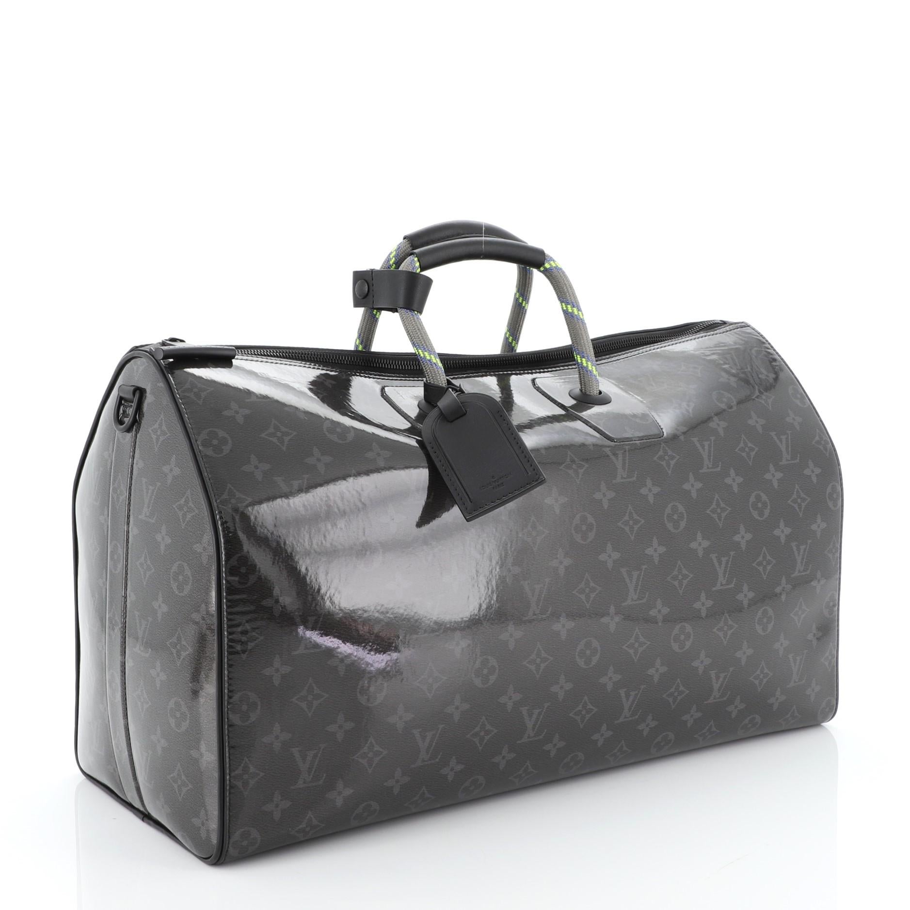 Black Louis Vuitton Keepall Bandouliere Bag Limited Edition Monogram Glaze Eclipse Can
