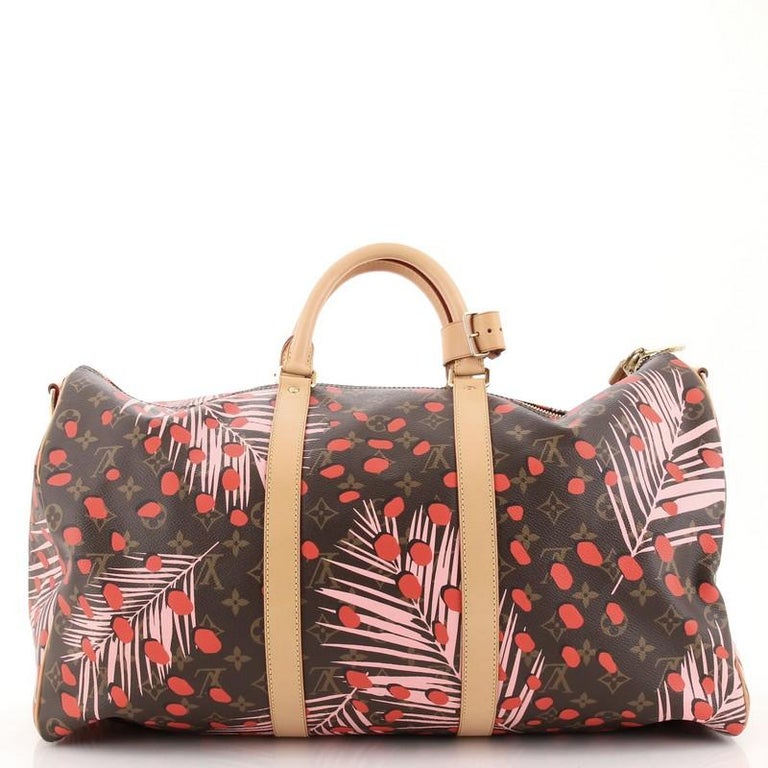 Brown Louis Vuitton Keepall Bandouliere Bag Limited Edition Monogram Jungle Dot