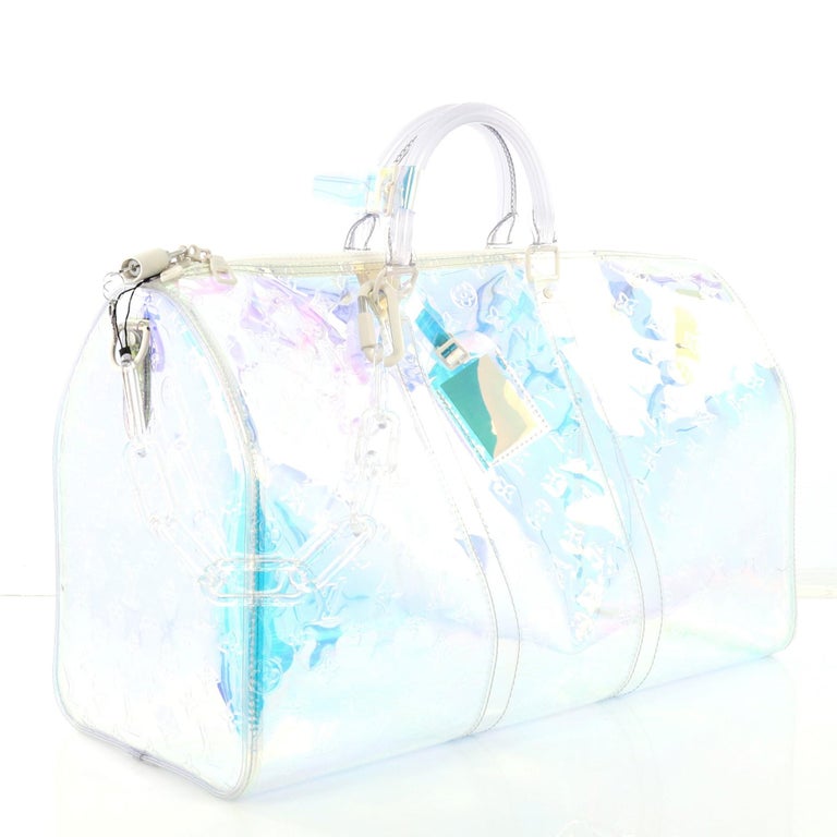 Louis Vuitton Keepall Bandouliere Bag Limited Edition Monogram Prism PVC 50 For Sale at 1stdibs