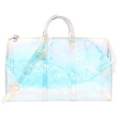 Louis Vuitton Keepall Bandouliere Bag Limited Edition Monogram Prism PVC 50  For Sale at 1stDibs