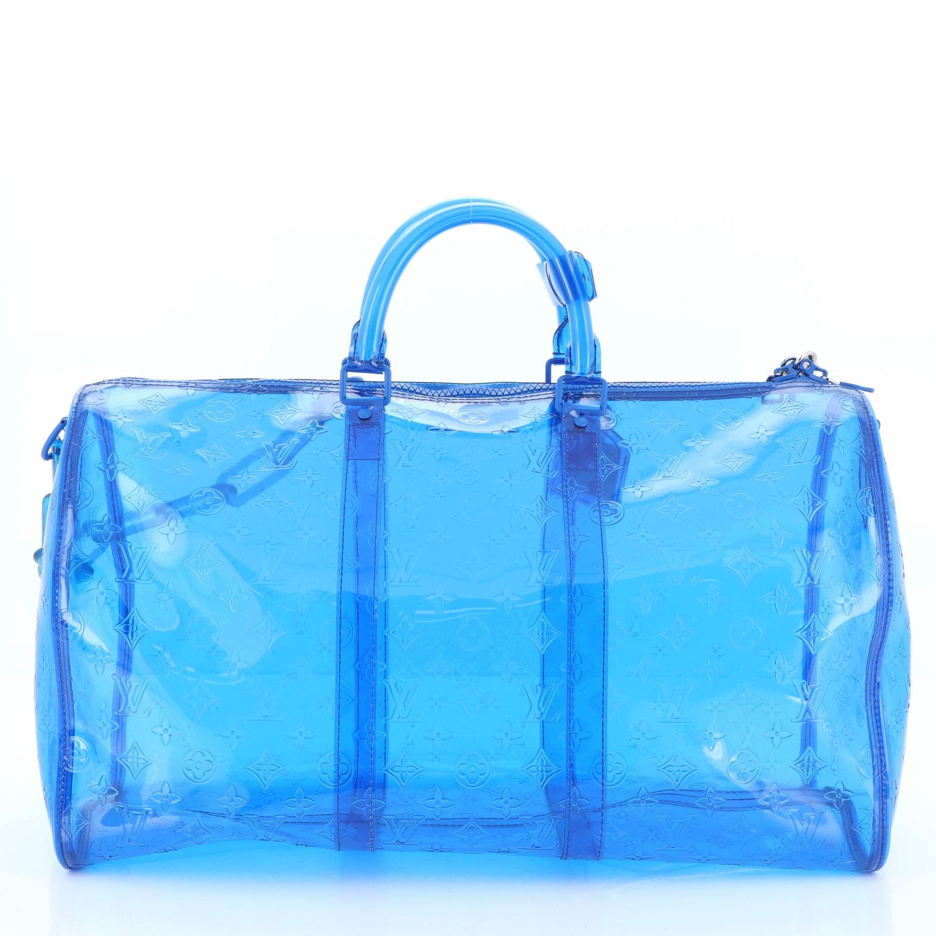 Blue Louis Vuitton Keepall Bandouliere Bag Limited Edition Monogram PVC 50