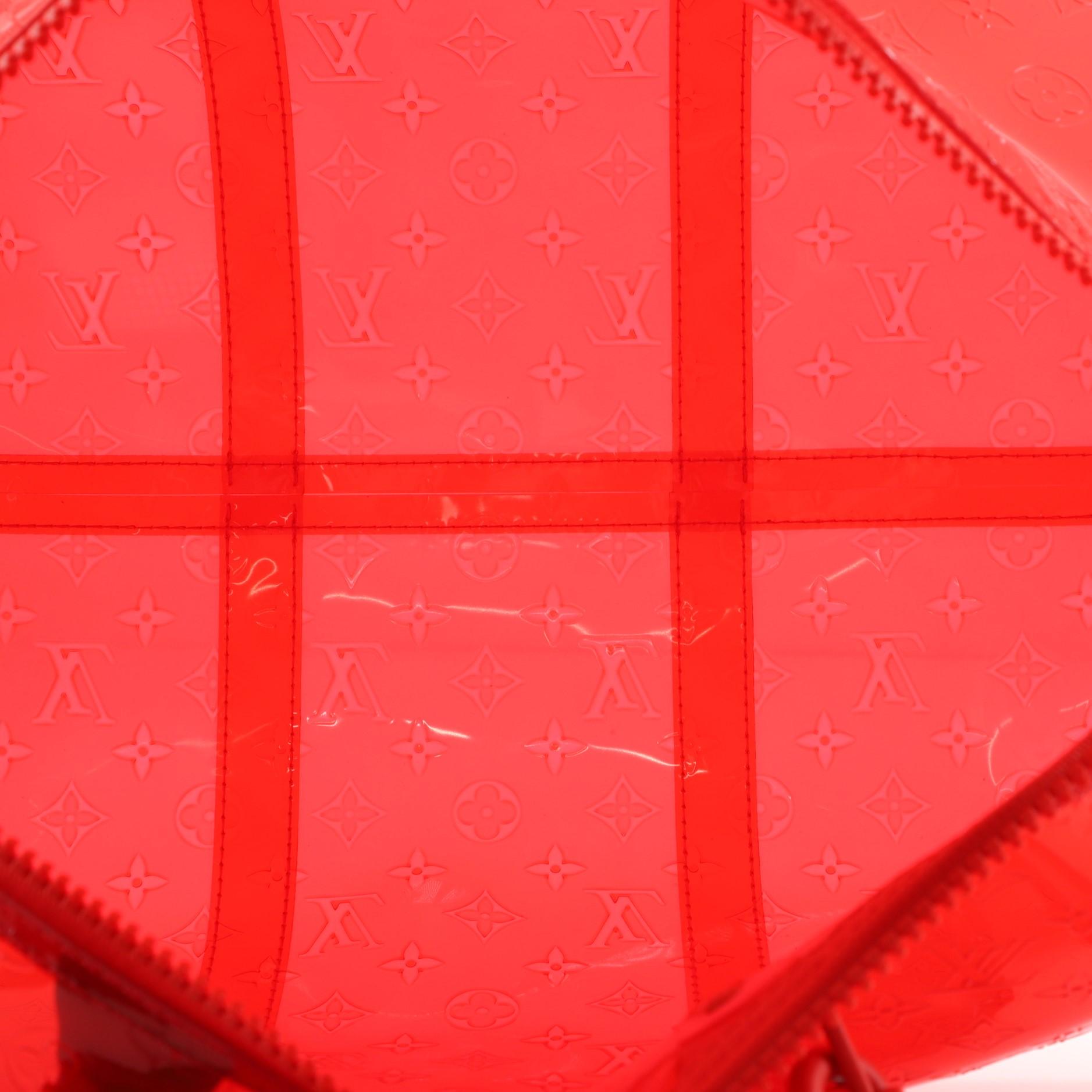 Red Louis Vuitton Keepall Bandouliere Bag Limited Edition Monogram PVC 50