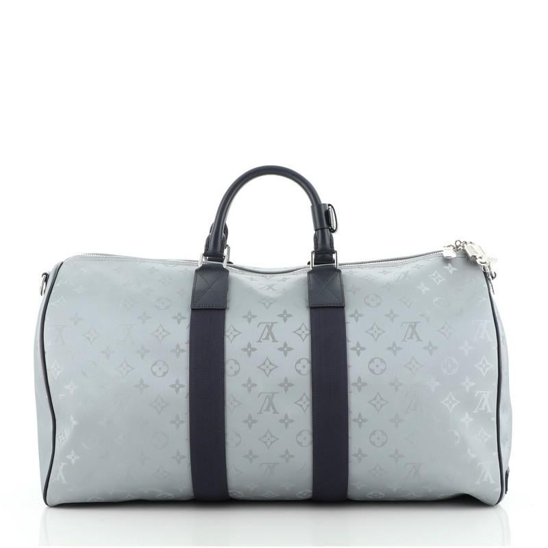 Gray Louis Vuitton Keepall Bandouliere Bag Limited Edition Monogram Satellite 