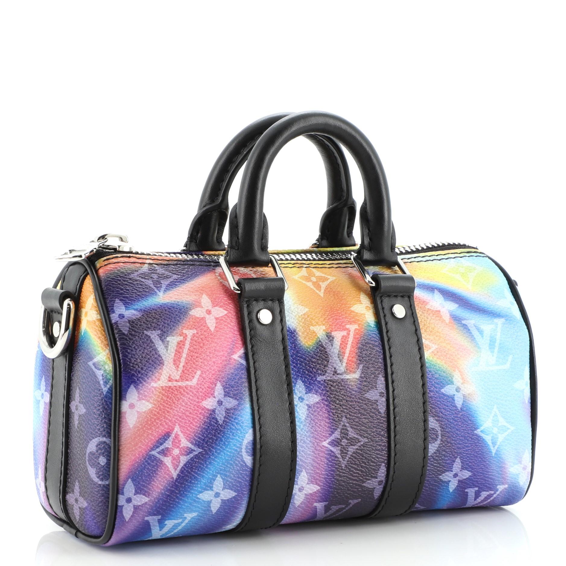 Black Louis Vuitton Keepall Bandouliere Bag Limited Edition Monogram Sunset Canvas XS