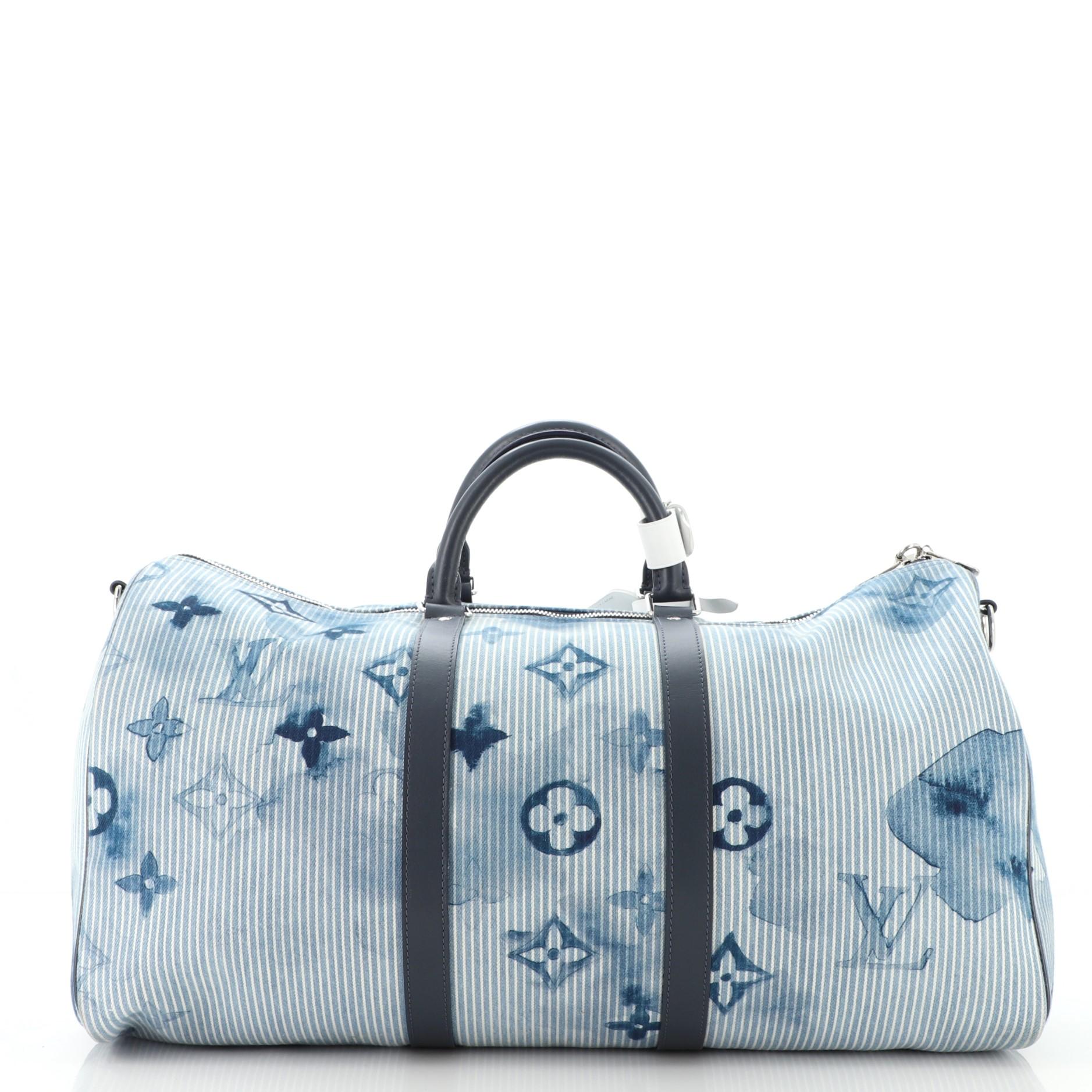 Blue Louis Vuitton Keepall Bandouliere Bag Limited Edition Monogram Watercolo