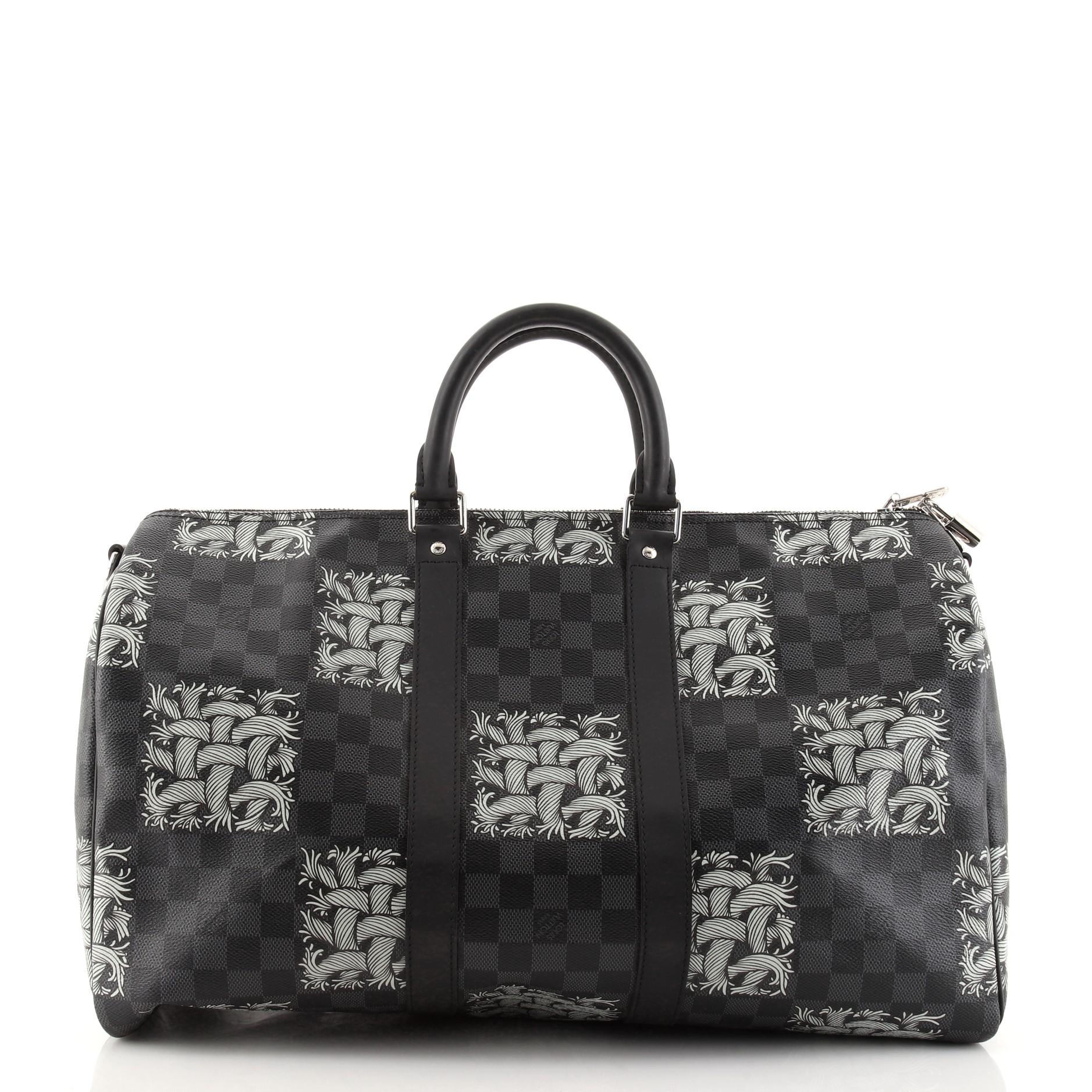 Black Louis Vuitton Keepall Bandouliere Bag Limited Edition Nemeth Damier Graphite 45