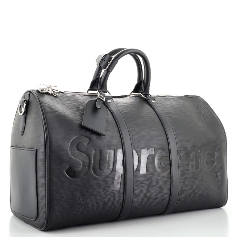 Black Louis Vuitton Keepall Bandouliere Bag Limited Edition Supreme Epi Leather 45 For Sale