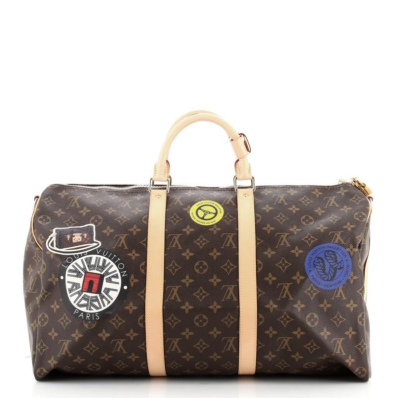 Louis Vuitton Keepall Bandouliere Bag Limited Edition World Tour Monogram Canvas In Good Condition In NY, NY