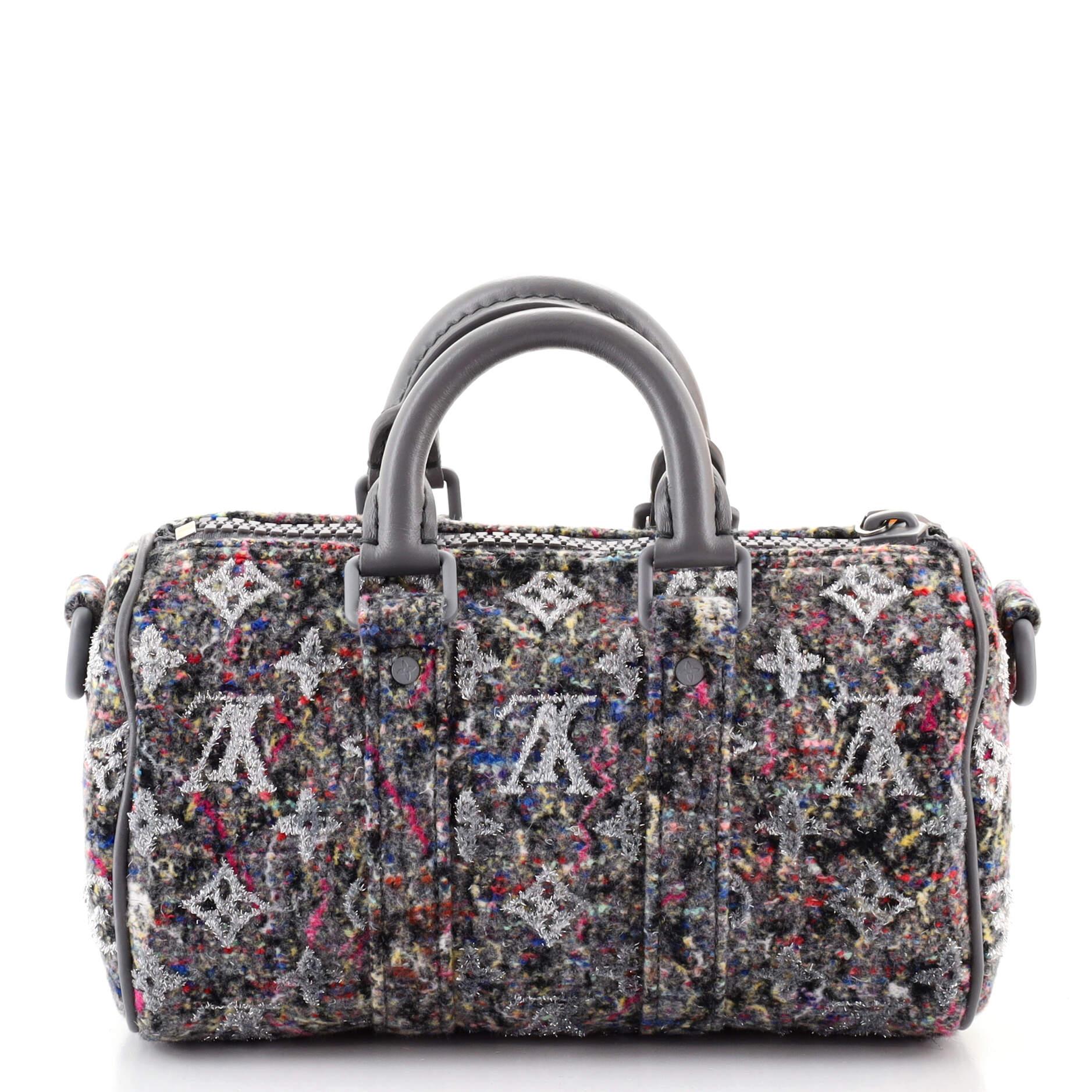 Gray Louis Vuitton Keepall Bandouliere Bag LV Felt XS