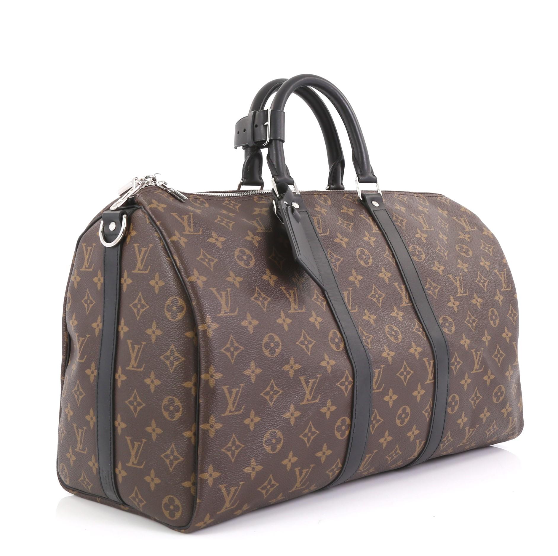 Gray Louis Vuitton Keepall Bandouliere Bag Macassar Monogram Canvas 45