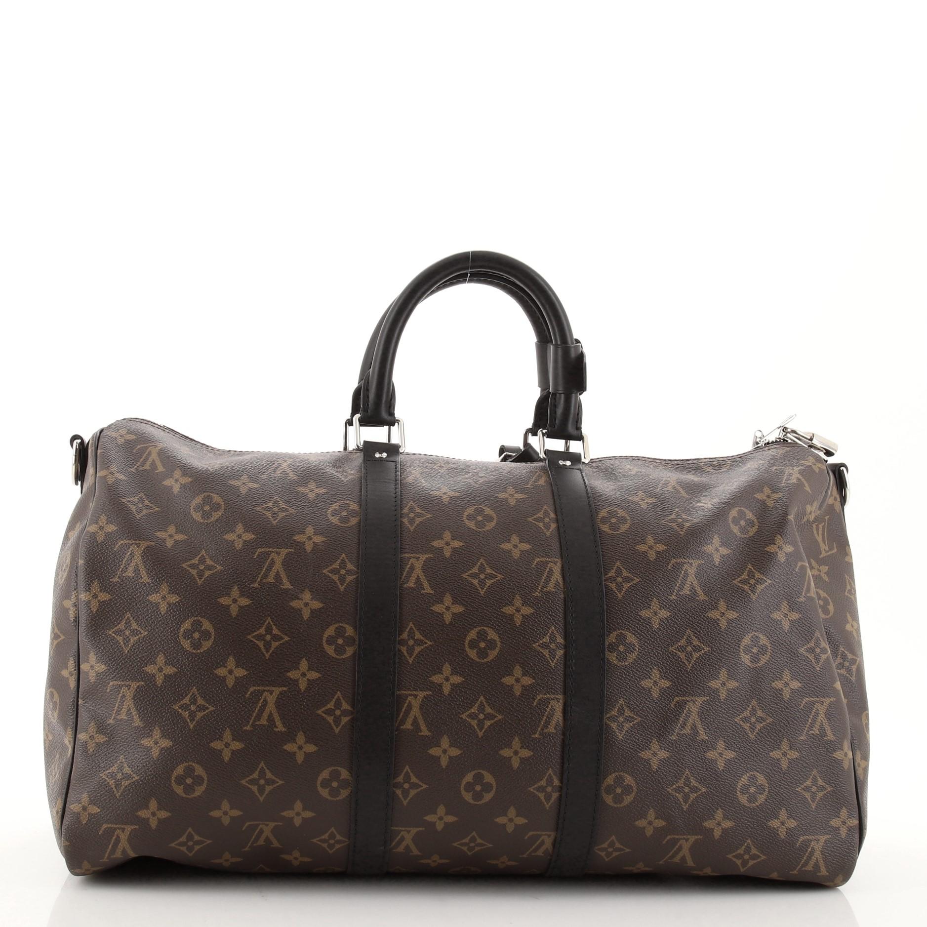 Louis Vuitton Keepall Bandouliere Tasche Makassar Monogramm Segeltuch 45 (Schwarz)