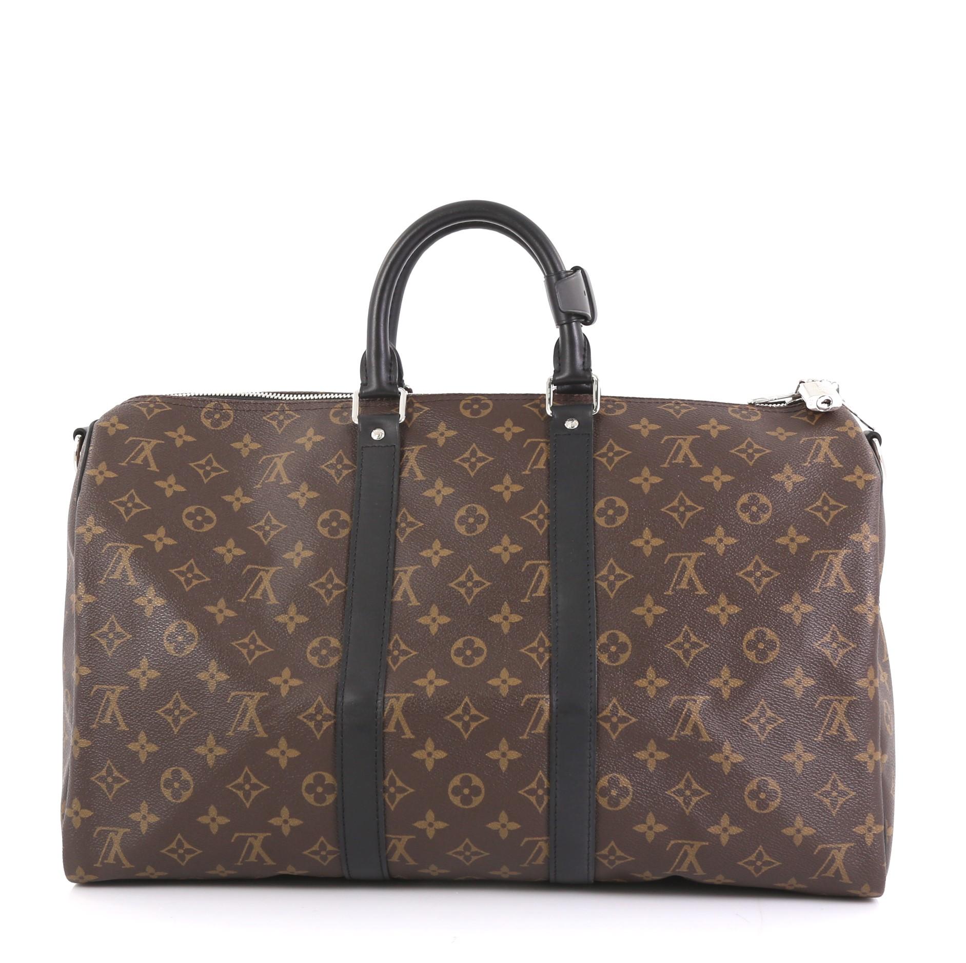 Louis Vuitton Keepall Bandouliere Bag Macassar Monogram Canvas 45 In Good Condition In NY, NY