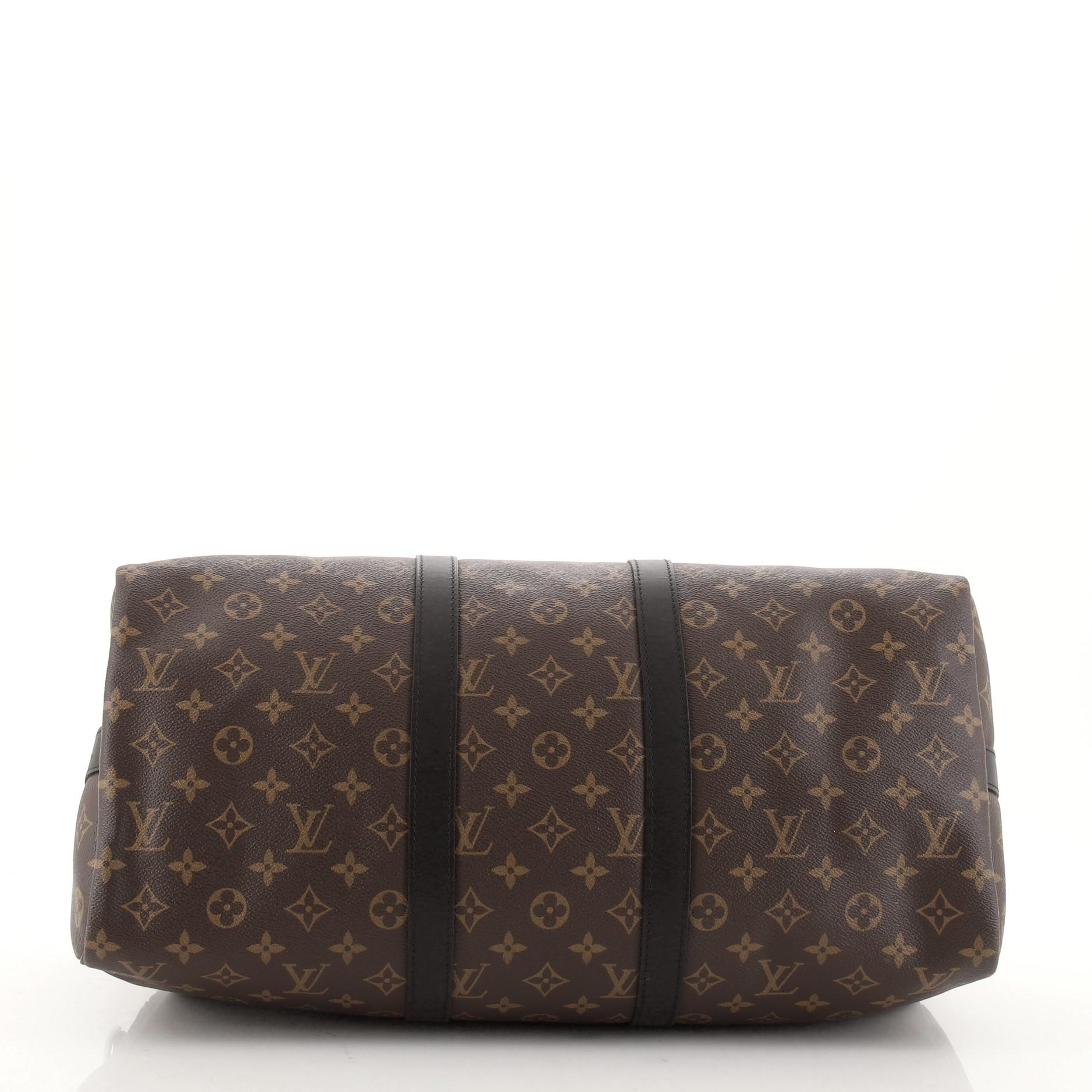 Louis Vuitton Keepall Bandouliere Tasche Makassar Monogramm Segeltuch 45 im Zustand „Gut“ in NY, NY