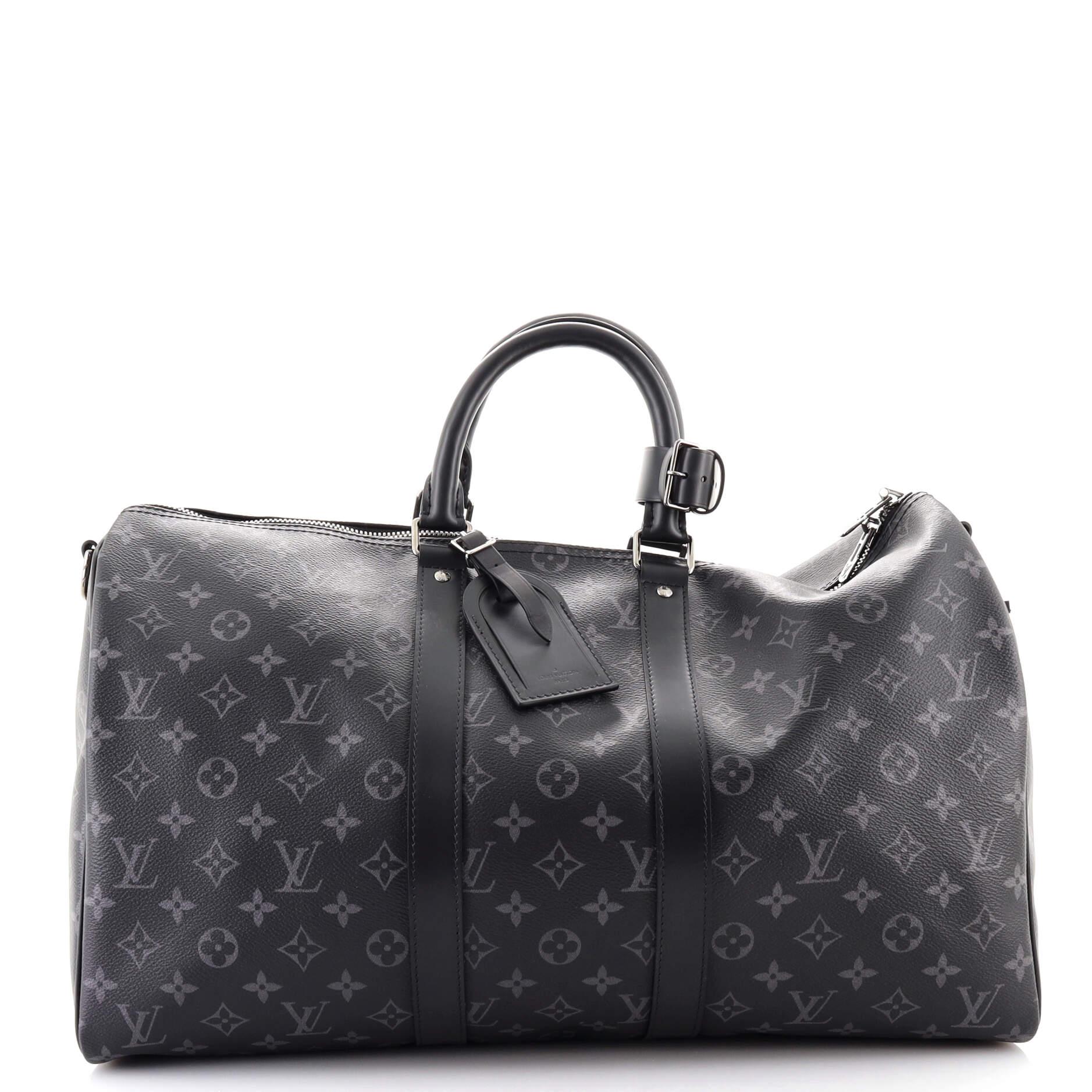 Black Louis Vuitton Keepall Bandouliere Bag Macassar Monogram Canvas 45