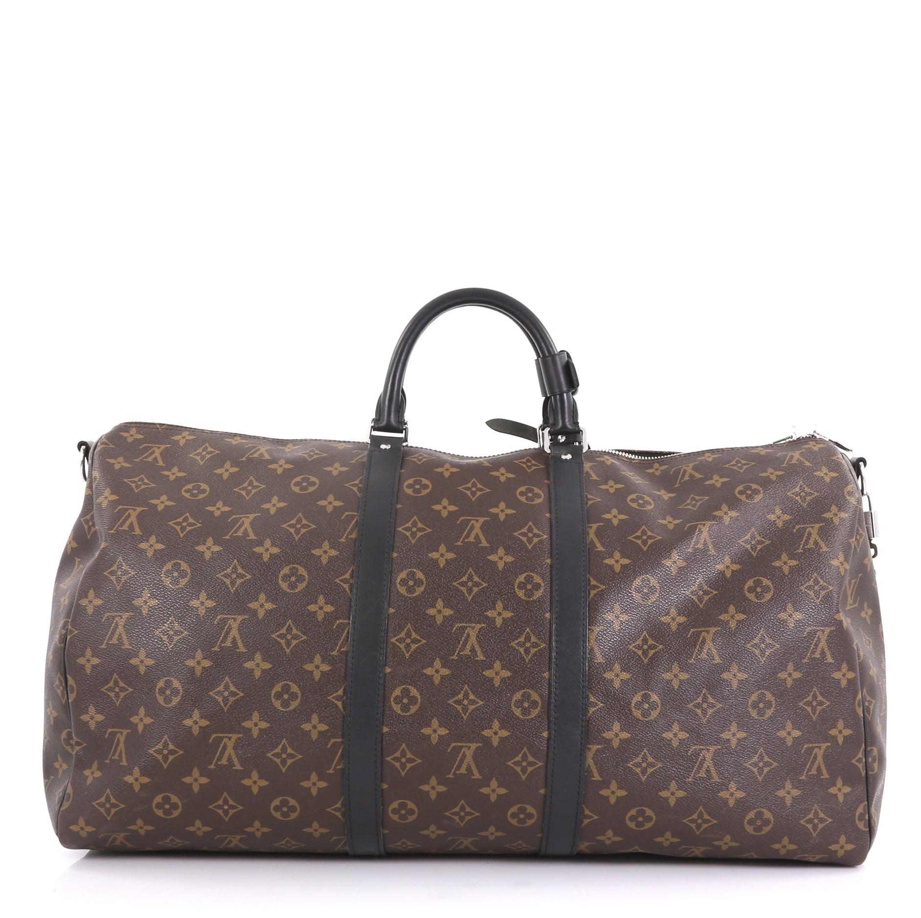 Louis Vuitton Keepall Bandouliere Bag Macassar Monogram Canvas 55 In Good Condition In NY, NY